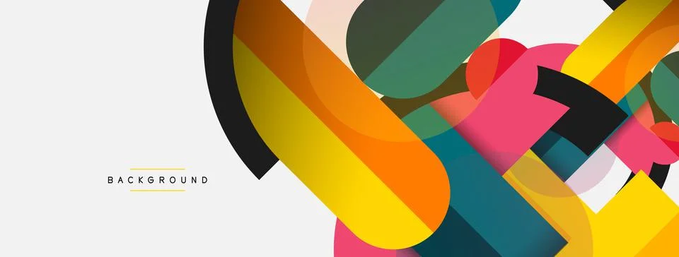 Geometric shapes composition abstract background. Circles lines and rectangles Stock Illustration