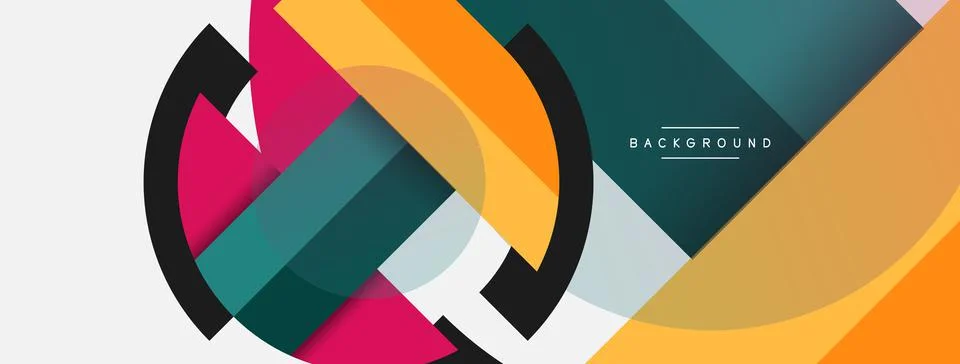 Geometric shapes composition abstract background. Circles lines and rectangles 스톡 일러스트