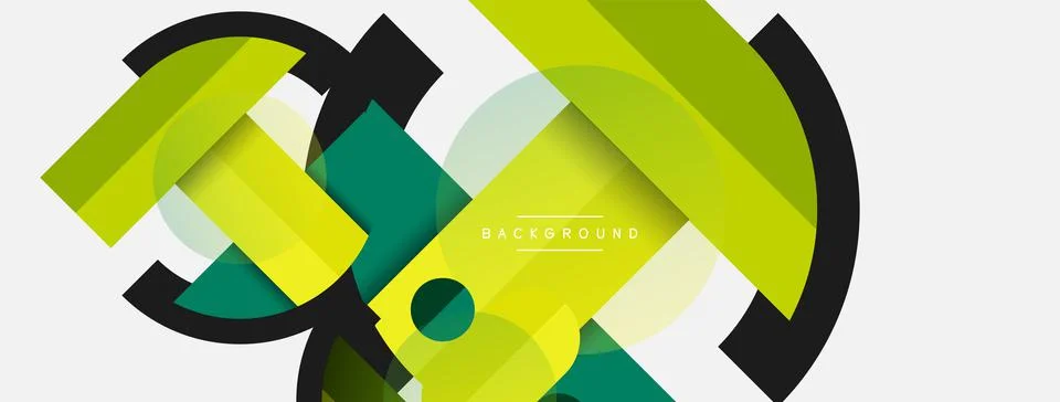 Geometric shapes composition abstract background. Circles lines and rectangles Stock Illustration