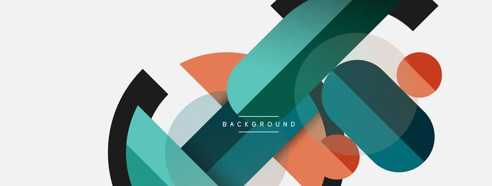 Geometric shapes composition abstract background. Circles lines and rectangles Stock Illustration