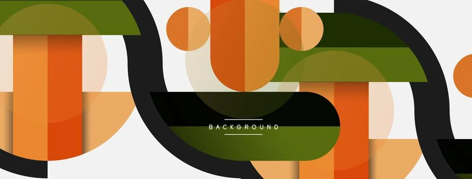 Geometric shapes composition abstract background. Circles lines and rectangles Stock Illustration
