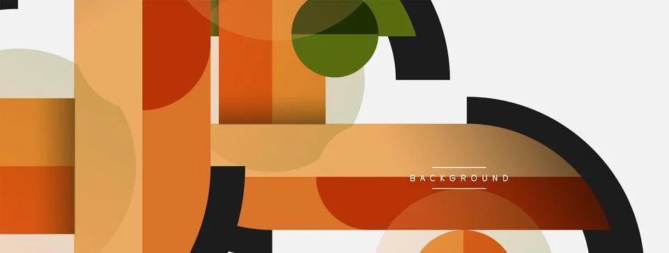 Geometric shapes composition abstract background. Circles lines and rectangles Stock Illustration