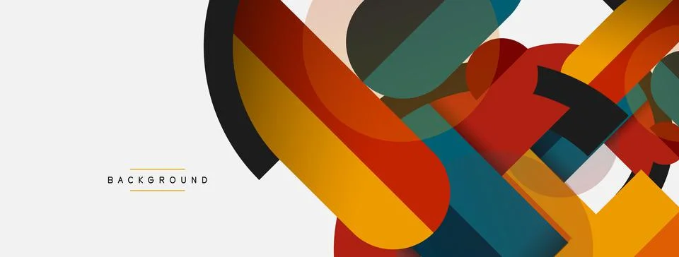 Geometric shapes composition abstract background. Circles lines and rectangles Illustrazione stock