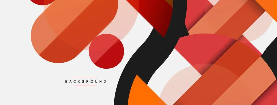 Geometric shapes composition abstract background. Circles lines and rectangles Illustrazione stock