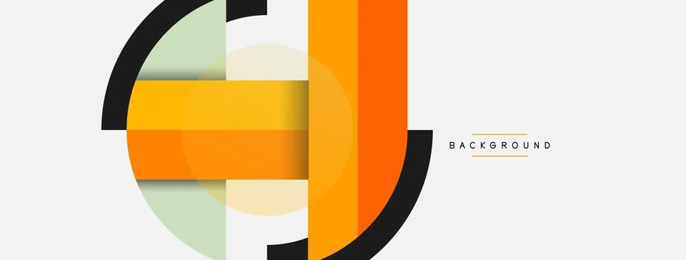 Geometric shapes composition abstract background. Circles lines and rectangles Stock Illustration