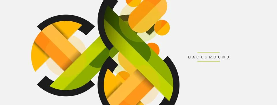 Geometric shapes composition abstract background. Circles lines and rectangles Stock Illustration