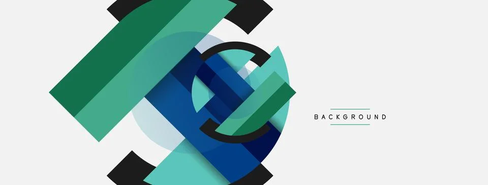 Geometric shapes composition abstract background. Circles lines and rectangles Stock Illustration