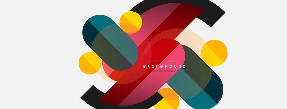 Geometric shapes composition abstract background. Circles lines and rectangles Stock Illustration