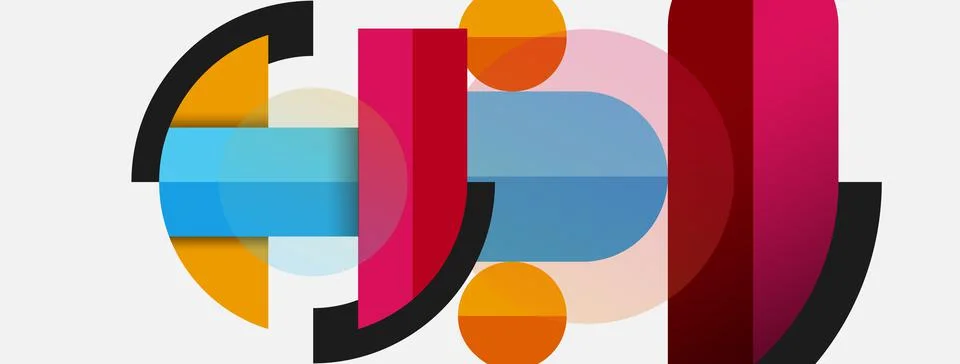 Geometric shapes composition abstract background. Circles lines and rectangles 스톡 일러스트