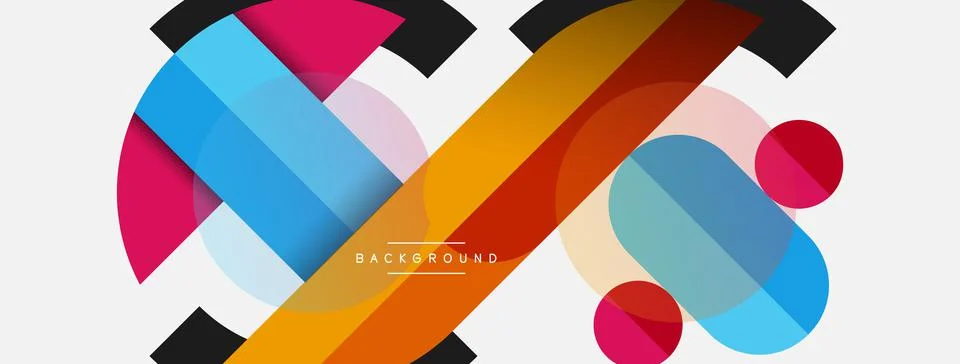 Geometric shapes composition abstract background. Circles lines and rectangles イラスト素材