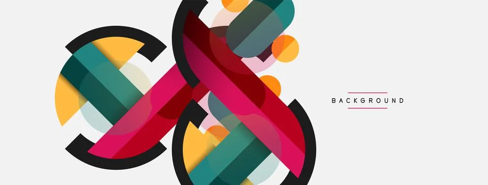 Geometric shapes composition abstract background. Circles lines and rectangles イラスト素材