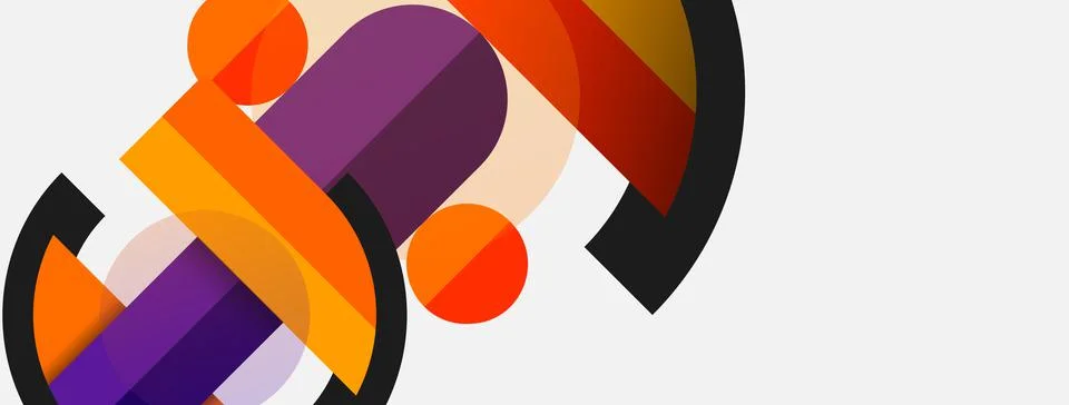 Geometric shapes composition abstract background. Circles lines and rectangles Illustrazione stock