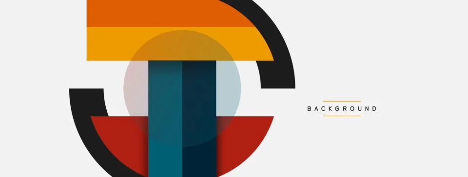 Geometric shapes composition abstract background. Circles lines and rectangles Stock Illustration