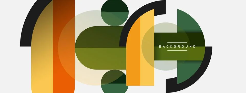 Geometric shapes composition abstract background. Circles lines and rectangles Stock Illustration