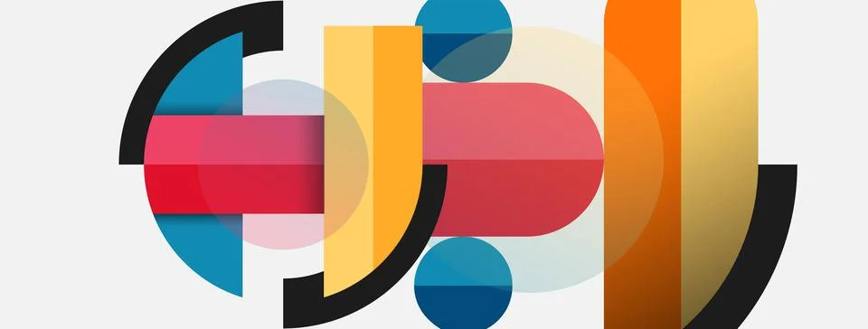 Geometric shapes composition abstract background. Circles lines and rectangles イラスト素材