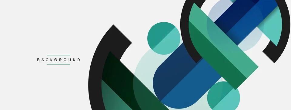 Geometric shapes composition abstract background. Circles lines and rectangles Illustrazione stock