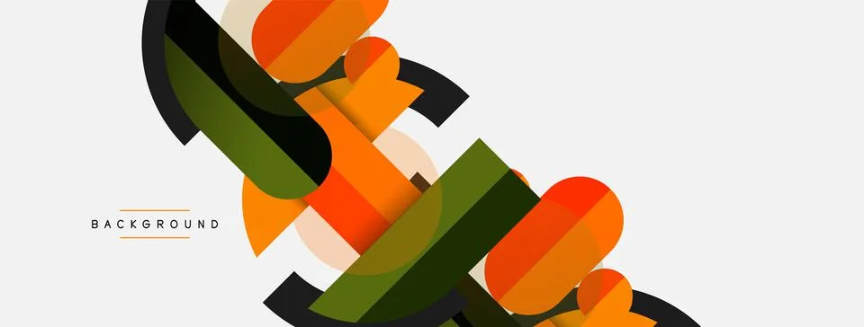 Geometric shapes composition abstract background. Circles lines and rectangles Stock Illustration