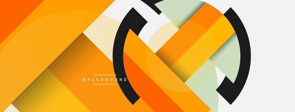 Geometric shapes composition abstract background. Circles lines and rectangles Stock Illustration