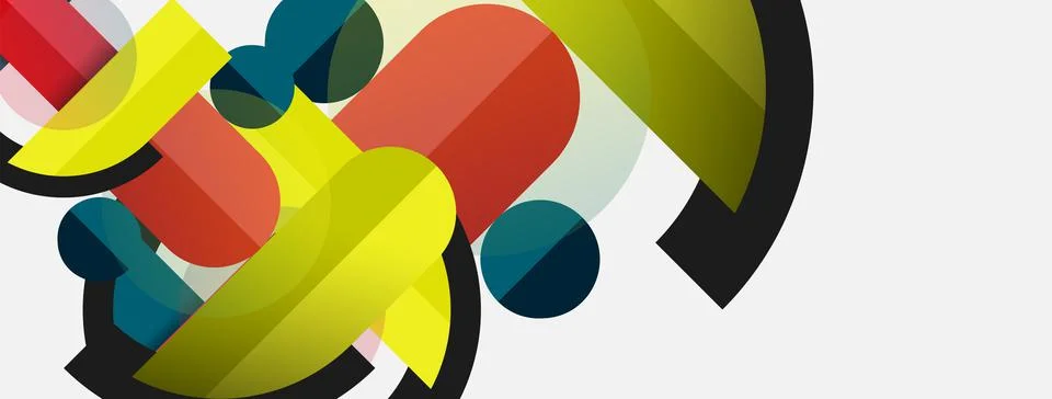 Geometric shapes composition abstract background. Circles lines and rectangles イラスト素材