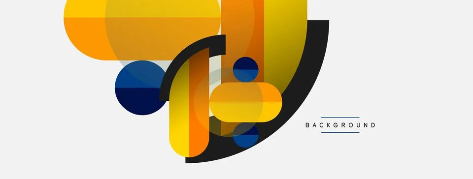 Geometric shapes composition abstract background. Circles lines and rectangles Stock Illustration