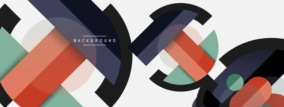 Geometric shapes composition abstract background. Circles lines and rectangles 스톡 일러스트