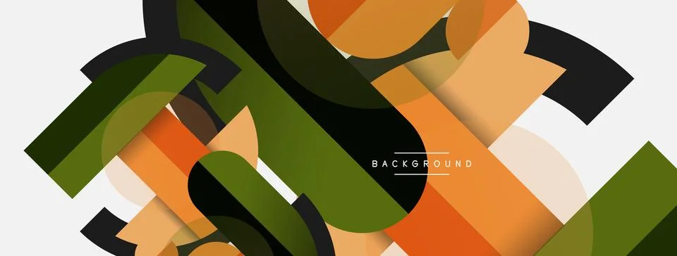 Geometric shapes composition abstract background. Circles lines and rectangles Illustrazione stock
