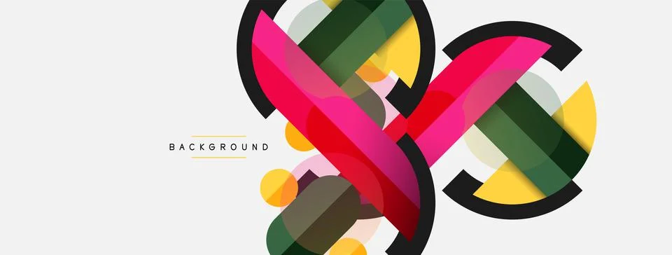 Geometric shapes composition abstract background. Circles lines and rectangles Stock Illustration