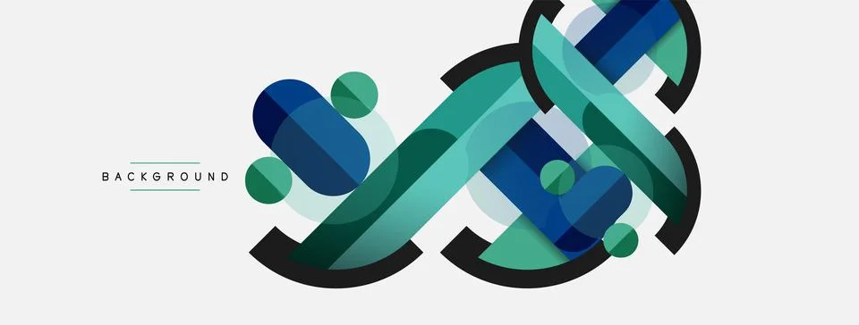 Geometric shapes composition abstract background. Circles lines and rectangles Illustrazione stock