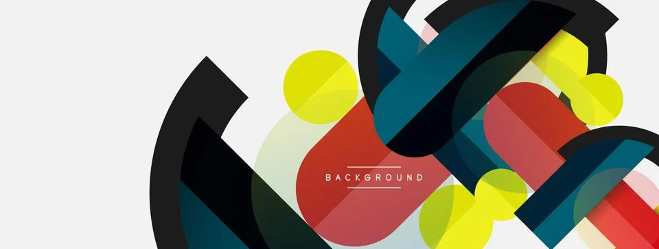 Geometric shapes composition abstract background. Circles lines and rectangles 스톡 일러스트