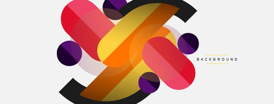 Geometric shapes composition abstract background. Circles lines and rectangles Stock Illustration