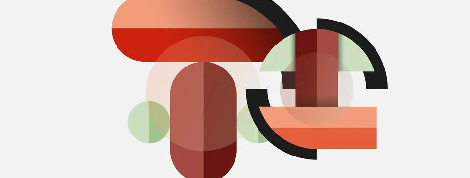 Geometric shapes composition abstract background. Circles lines and rectangles Illustrazione stock