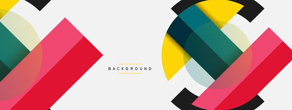 Geometric shapes composition abstract background. Circles lines and rectangles Illustrazione stock