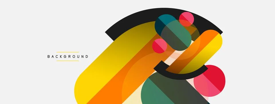 Geometric shapes composition abstract background. Circles lines and rectangles Stockillustratie