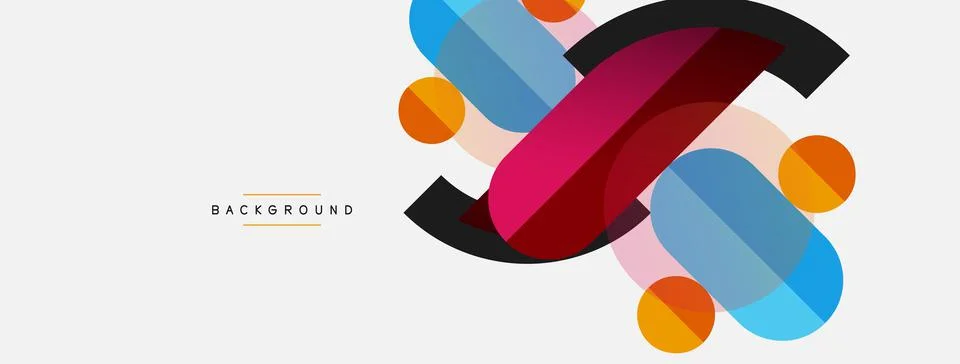 Geometric shapes composition abstract background. Circles lines and rectangles Illustrazione stock