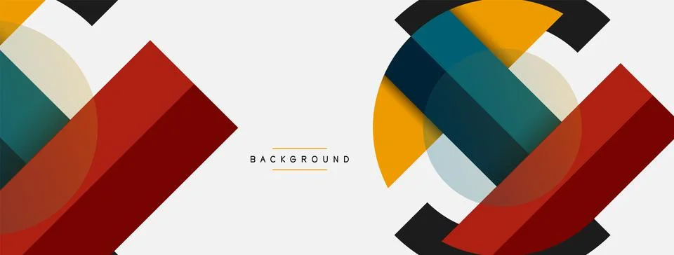 Geometric shapes composition abstract background. Circles lines and rectangles Stock Illustration