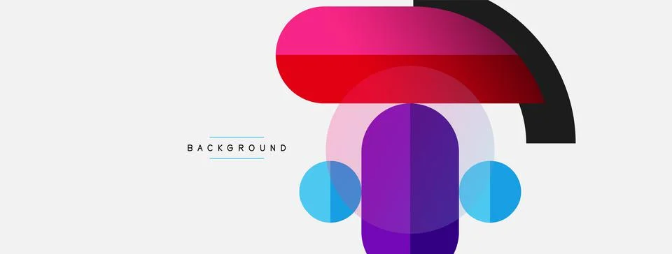 Geometric shapes composition abstract background. Circles lines and rectangles Stock Illustration
