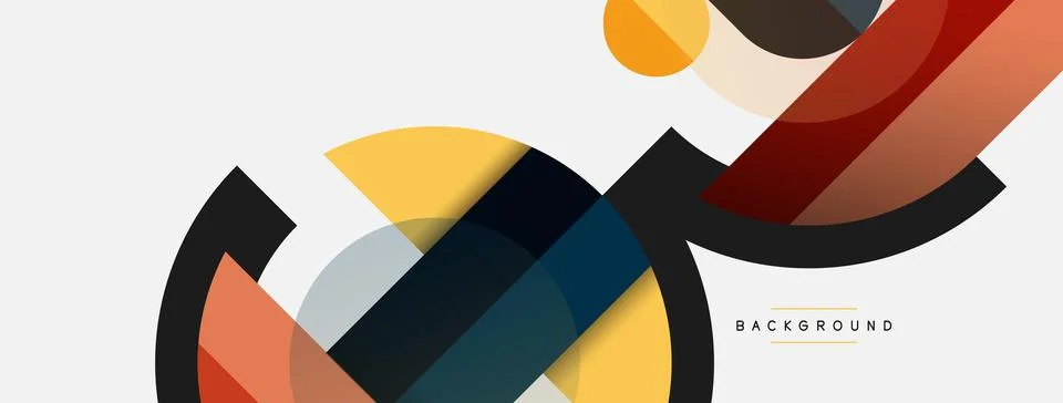 Geometric shapes composition abstract background. Circles lines and rectangles 库存插图
