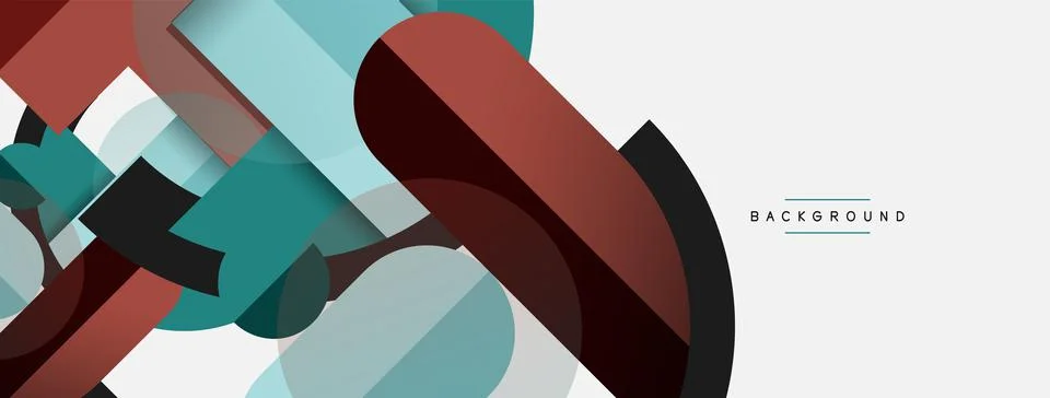 Geometric shapes composition abstract background. Circles lines and rectangles 库存插图