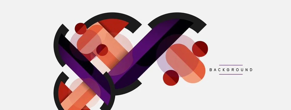 Geometric shapes composition abstract background. Circles lines and rectangles Stock Illustration