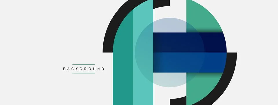 Geometric shapes composition abstract background. Circles lines and rectangles Illustrazione stock
