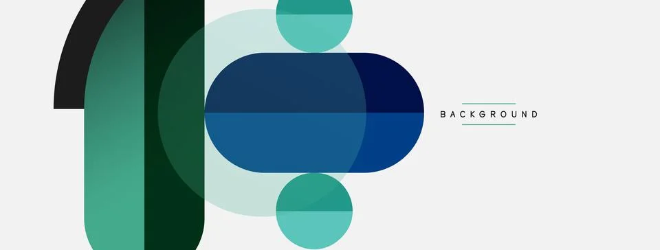 Geometric shapes composition abstract background. Circles lines and rectangles Stock Illustration
