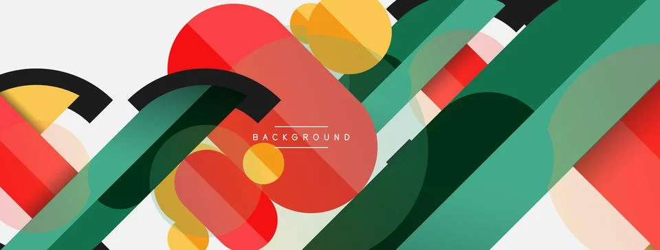 Geometric shapes composition abstract background. Circles lines and rectangles イラスト素材