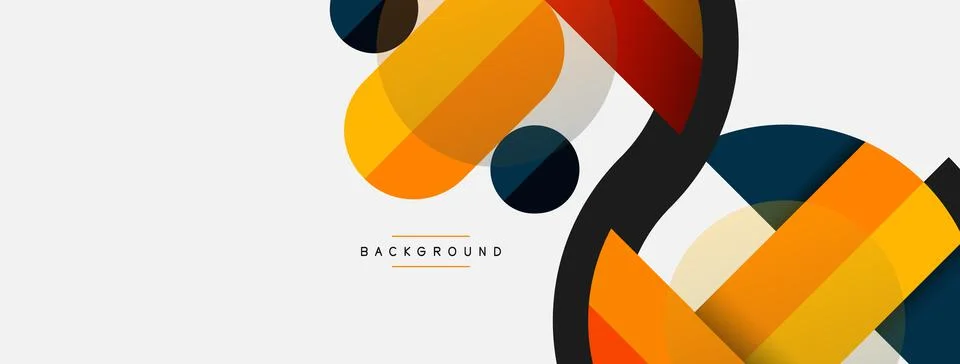 Geometric shapes composition abstract background. Circles lines and rectangles Stock Illustration