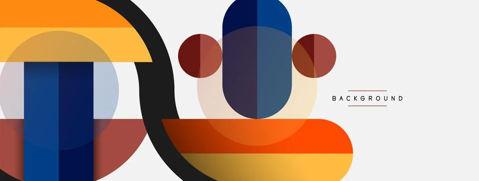 Geometric shapes composition abstract background. Circles lines and rectangles Stock Illustration