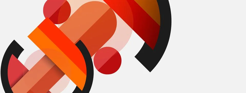 Geometric shapes composition abstract background. Circles lines and rectangles Stock Illustration