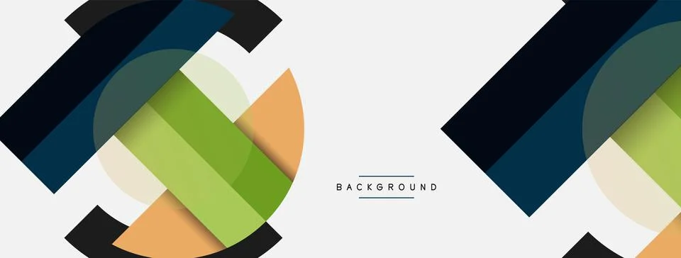 Geometric shapes composition abstract background. Circles lines and rectangles Stock Illustration