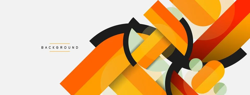 Geometric shapes composition abstract background. Circles lines and rectangles Stock Illustration