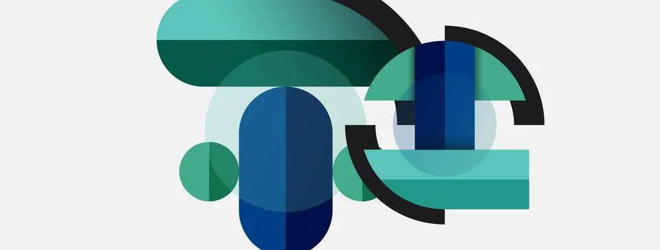 Geometric shapes composition abstract background. Circles lines and rectangles Stock Illustration