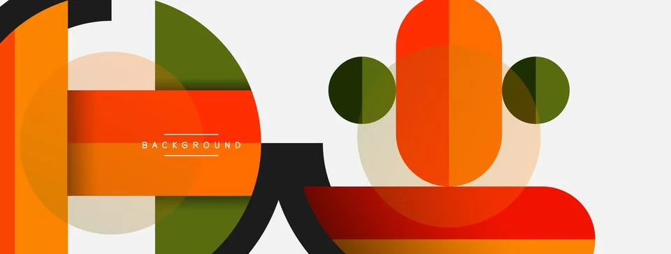 Geometric shapes composition abstract background. Circles lines and rectangles Stock Illustration