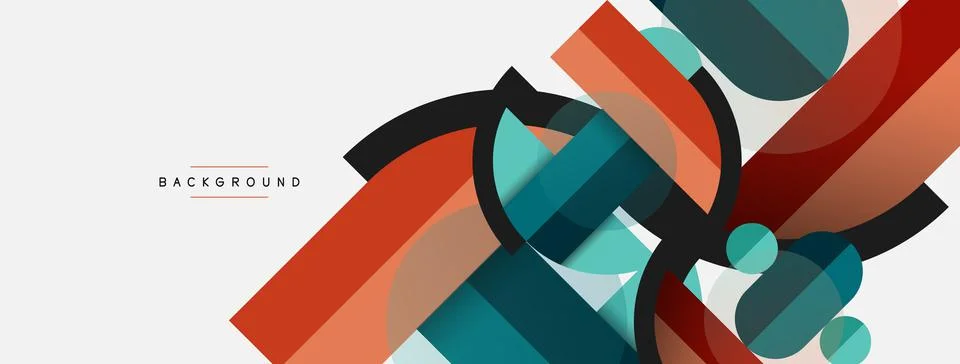 Geometric shapes composition abstract background. Circles lines and rectangles Stockillustratie